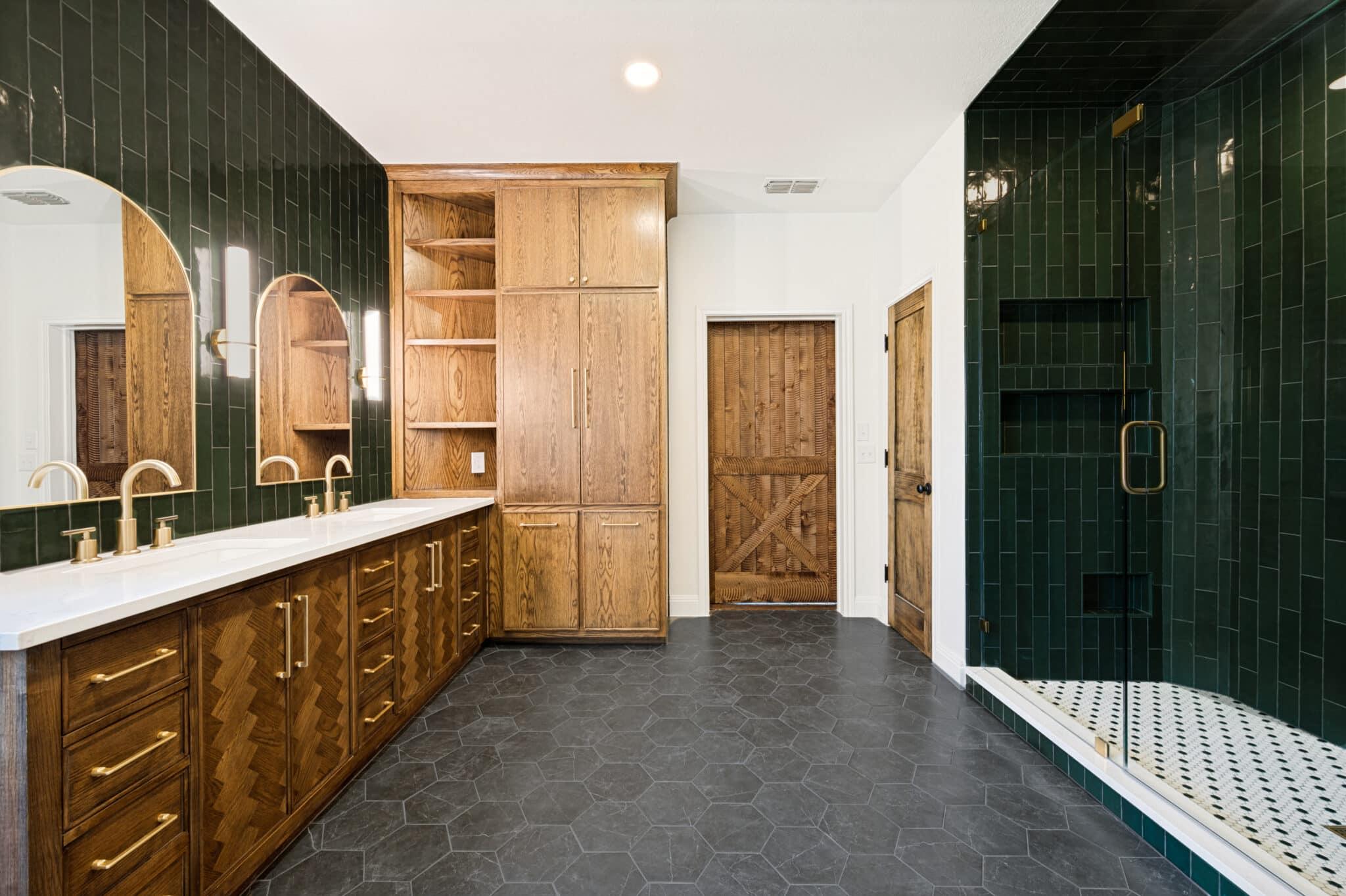 Primary bath remodel with emerald tile — JOCS Construction